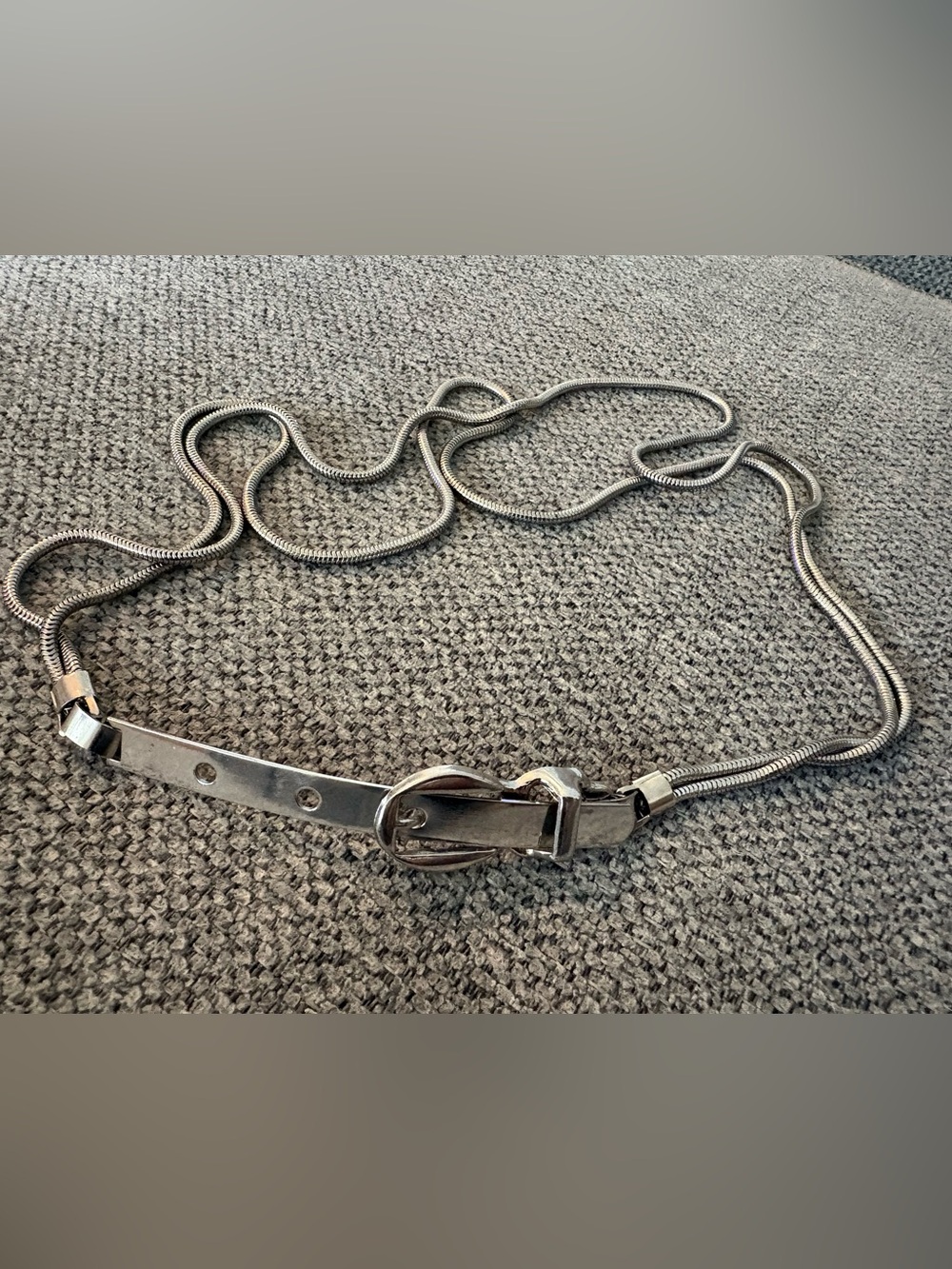 Vintage Silver Snake Chain Belt with Buckle